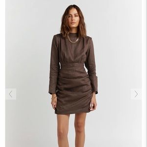 Maya Dark Chocolate Linen Dress by DISSH